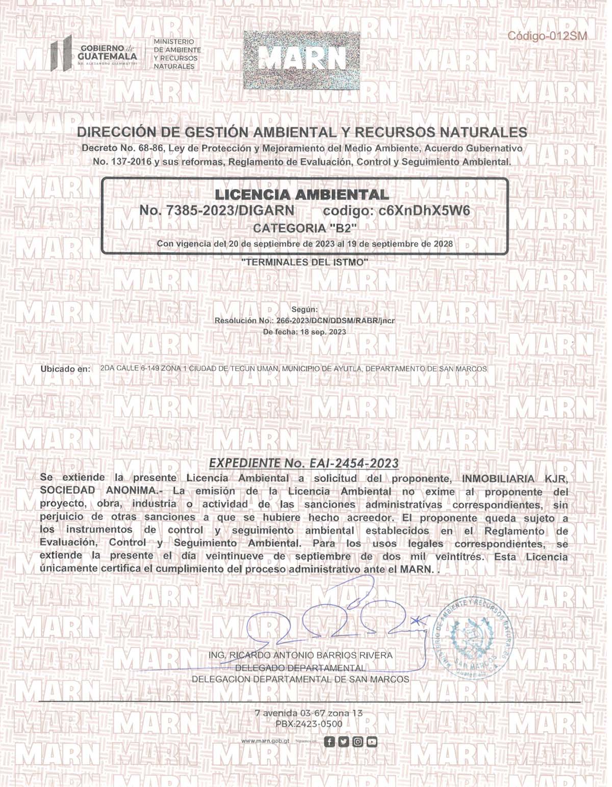 Licencia Ambiental Categoría B2