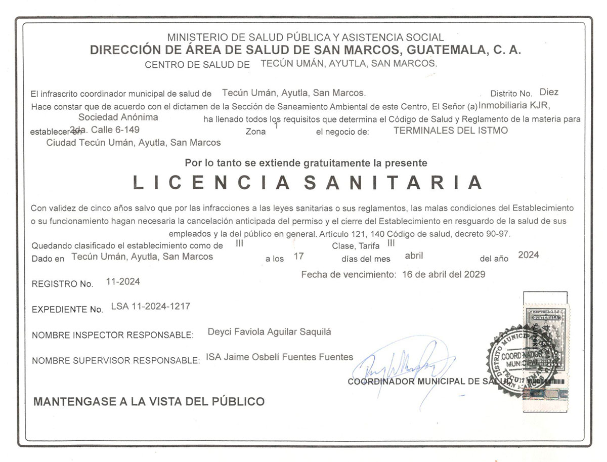 Licencia Sanitaria